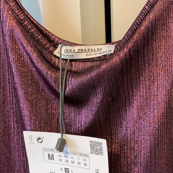 NWT❣️ Zara Trafaluc plum metallic tank top Sz Med - Picture 5 of 5